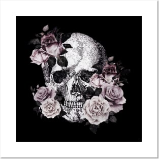 Tribe skull art design with roses Posters and Art